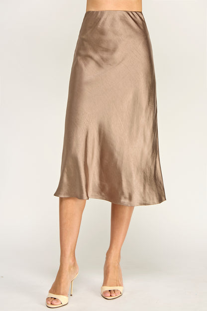 SATIN MIDI SKIRT