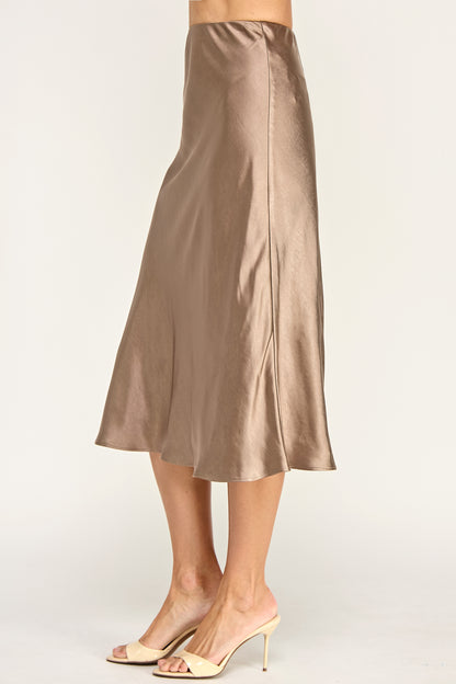 SATIN MIDI SKIRT