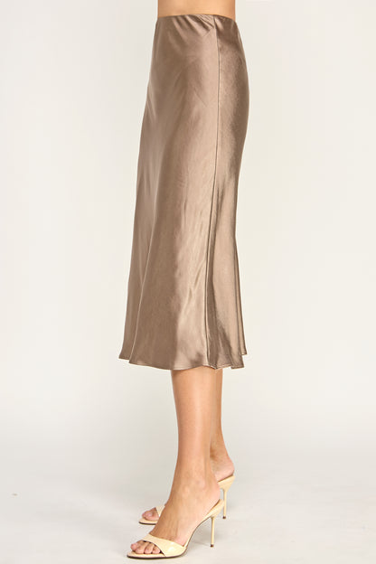 SATIN MIDI SKIRT