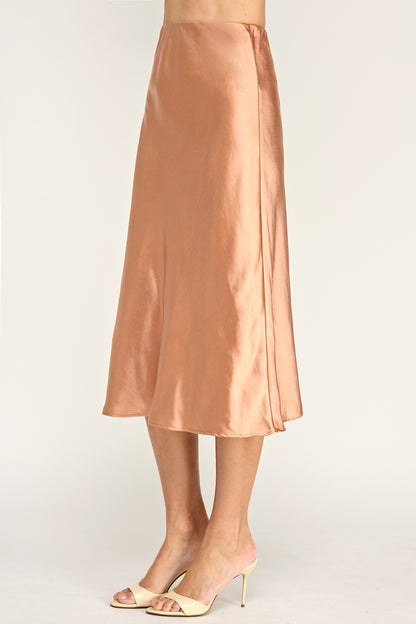 SATIN MIDI SKIRT