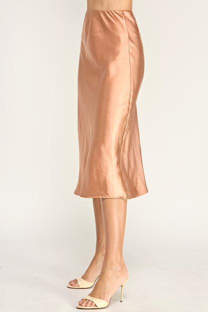 SATIN MIDI SKIRT