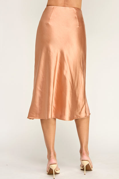 SATIN MIDI SKIRT
