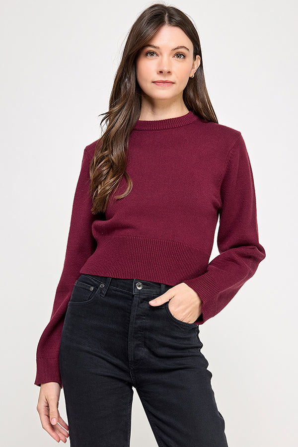 CROPPED WIDE SLEVEE SWEATER TOP
