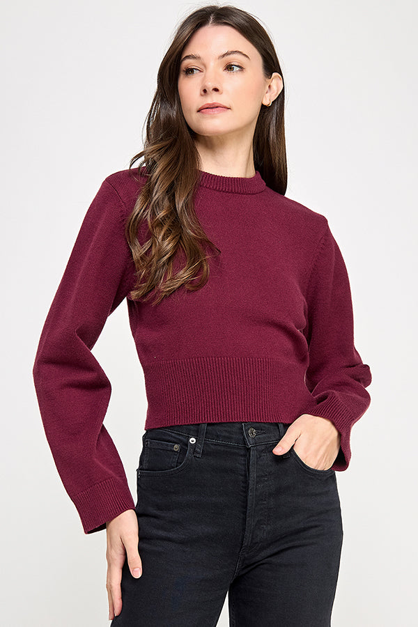 CROPPED WIDE SLEVEE SWEATER TOP
