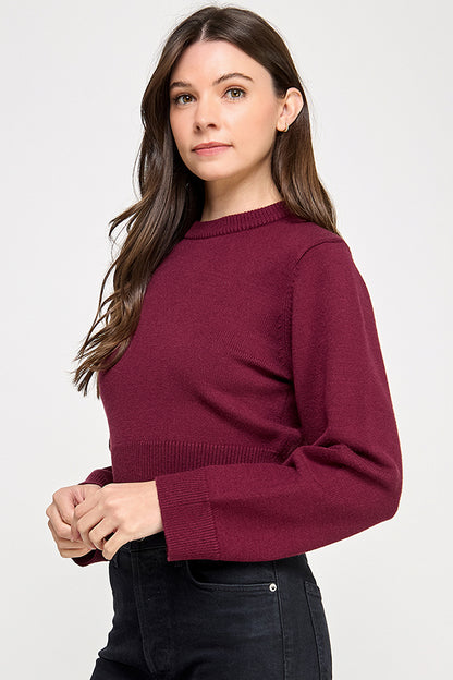 CROPPED WIDE SLEVEE SWEATER TOP