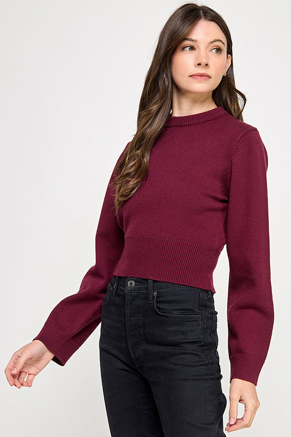 CROPPED WIDE SLEVEE SWEATER TOP