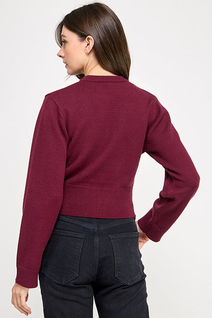 CROPPED WIDE SLEVEE SWEATER TOP