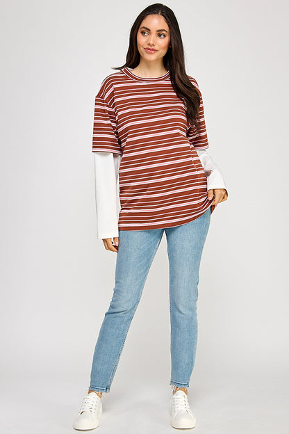 THE LAYERED STRIPED LONG-SLEEVE SHIRT