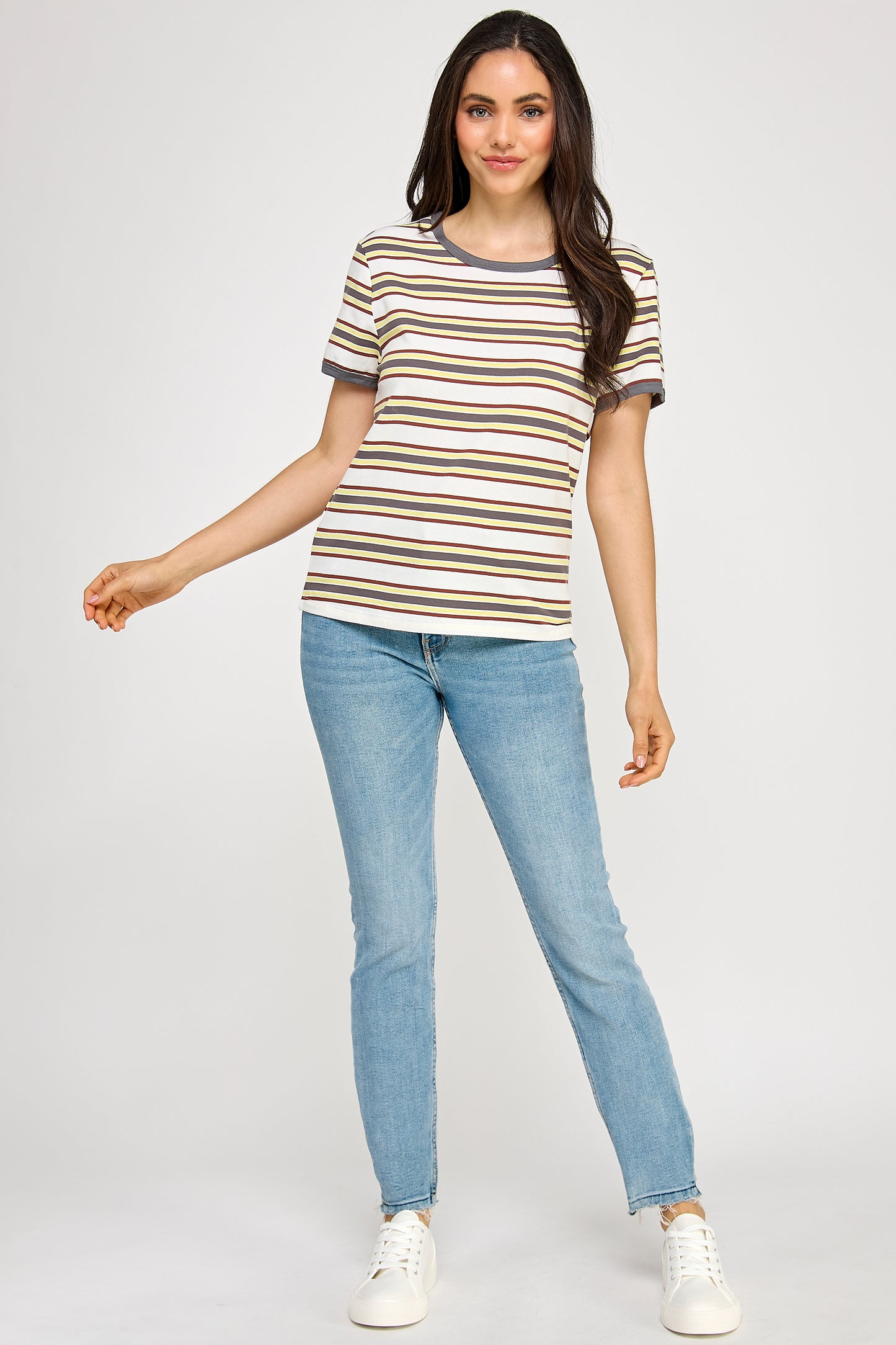 CREW NECK STRIPED TEE