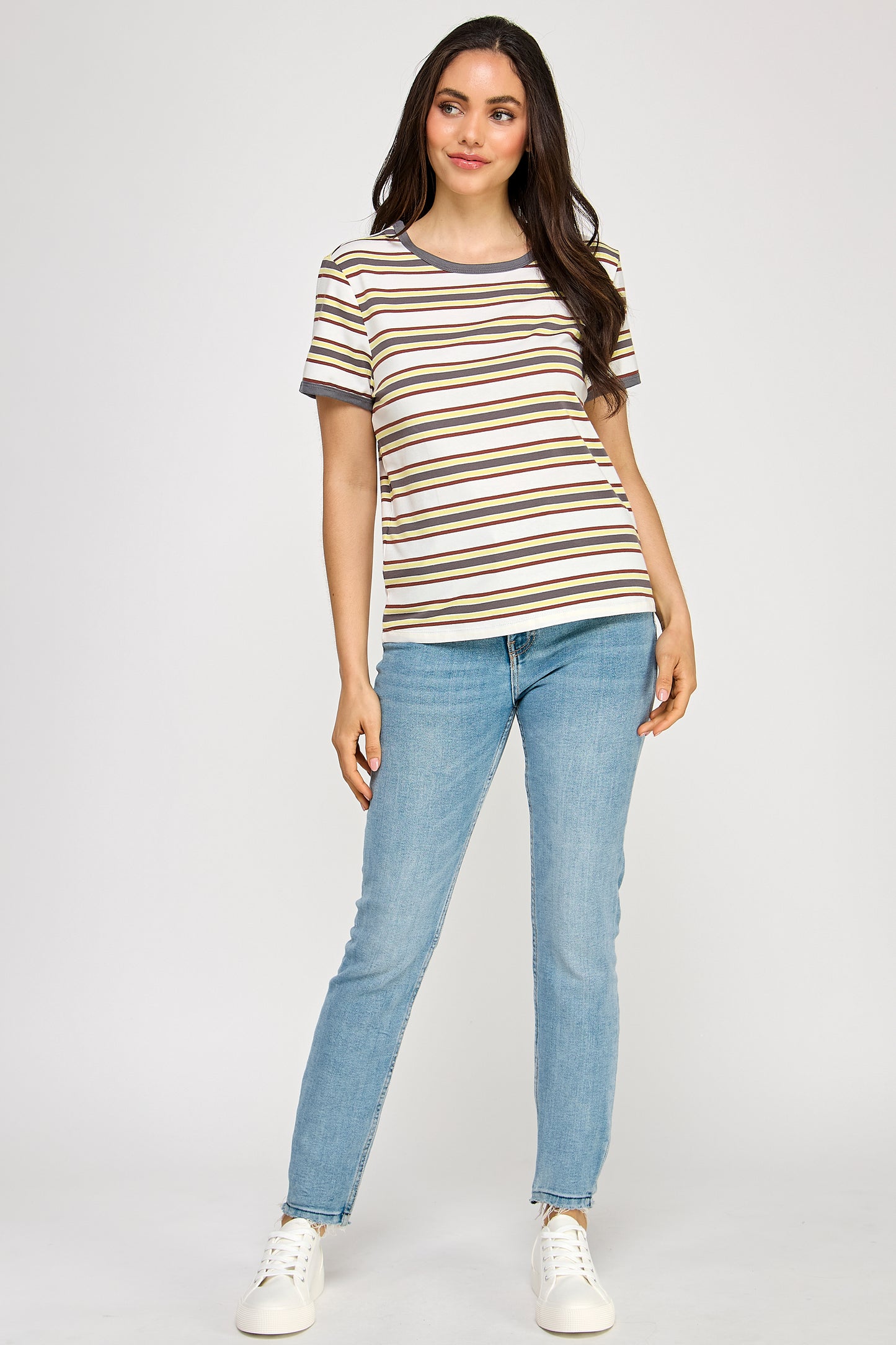 CREW NECK STRIPED TEE