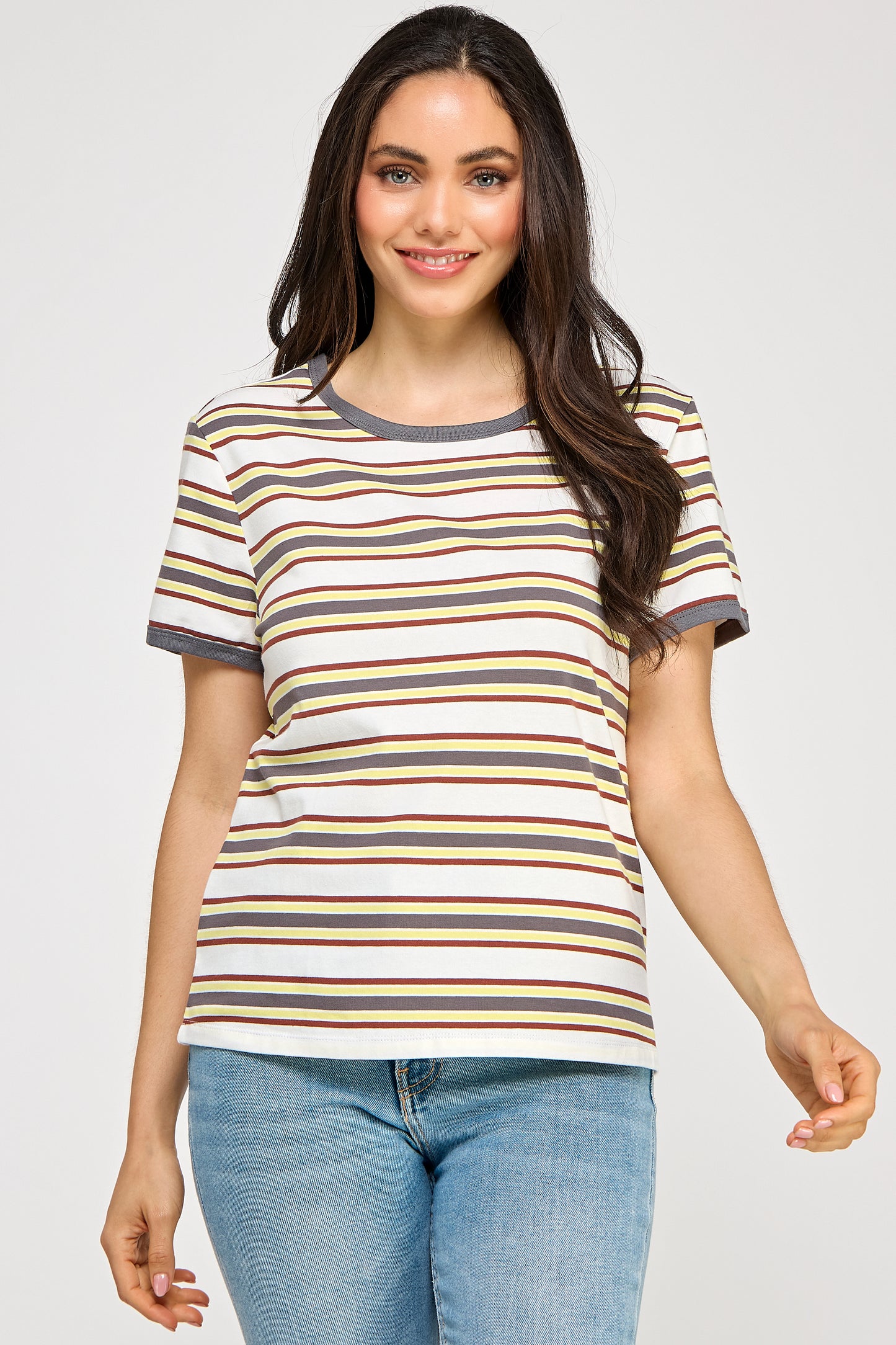 CREW NECK STRIPED TEE