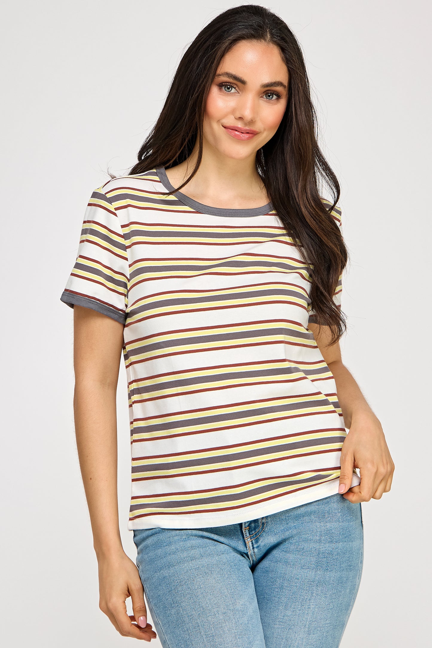 CREW NECK STRIPED TEE