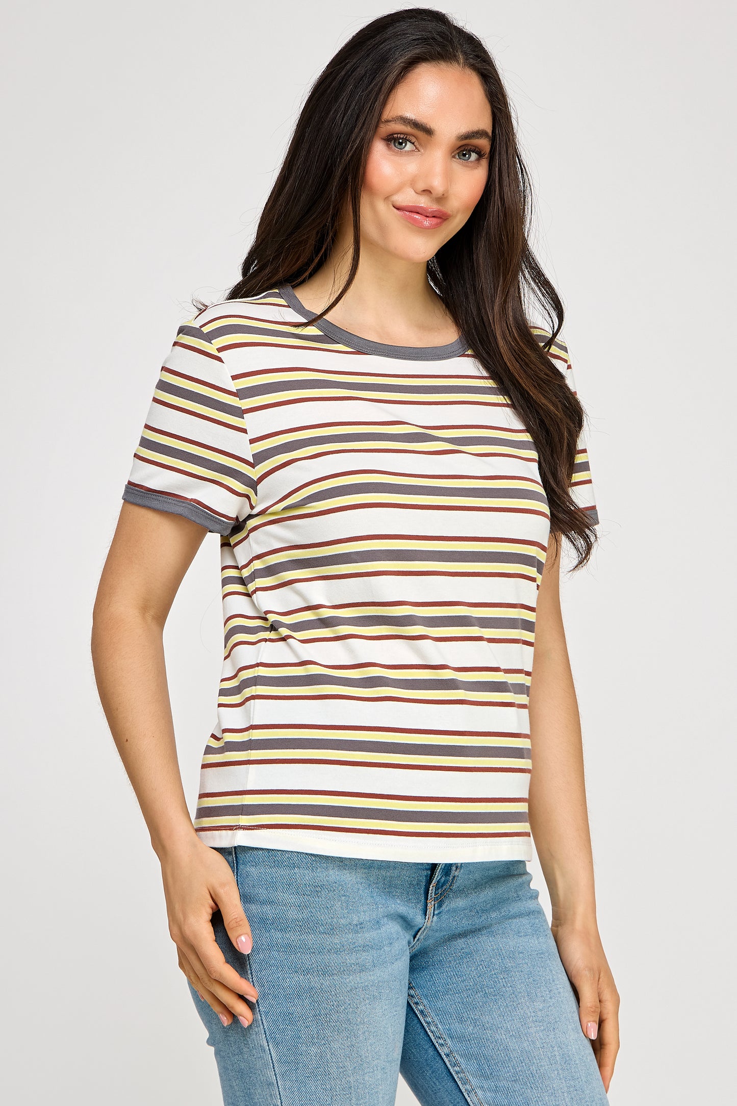 CREW NECK STRIPED TEE