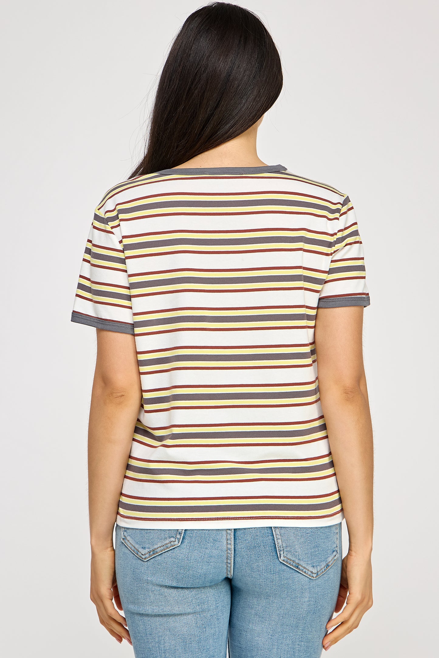 CREW NECK STRIPED TEE