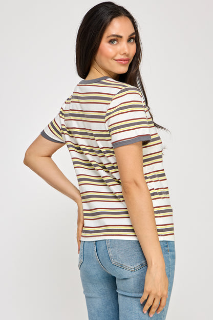 CREW NECK STRIPED TEE
