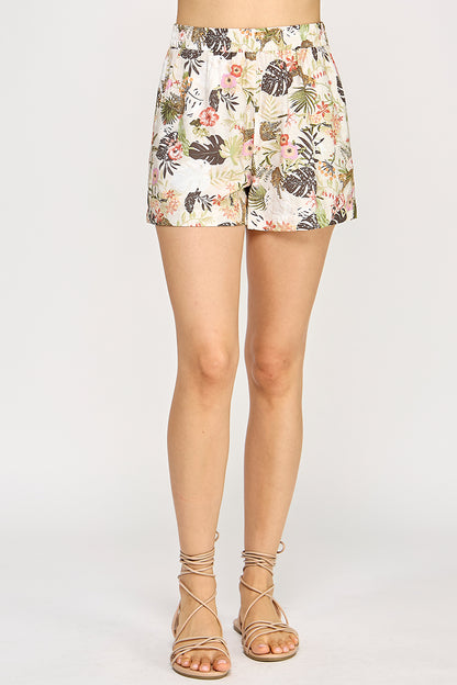 LOOSE FIT TROPICAL PRINT SHORTS