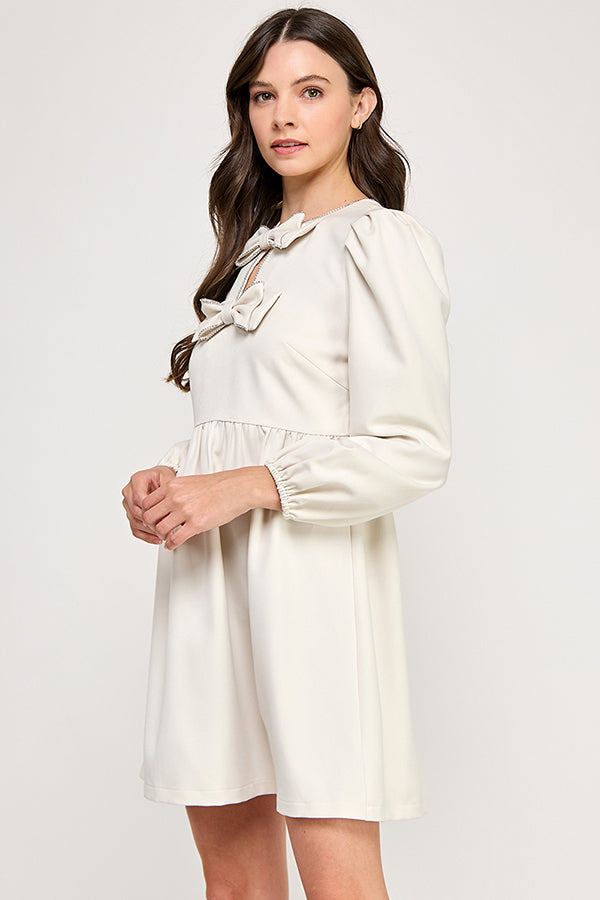 EMBELLISHED BOW MINI DRESS