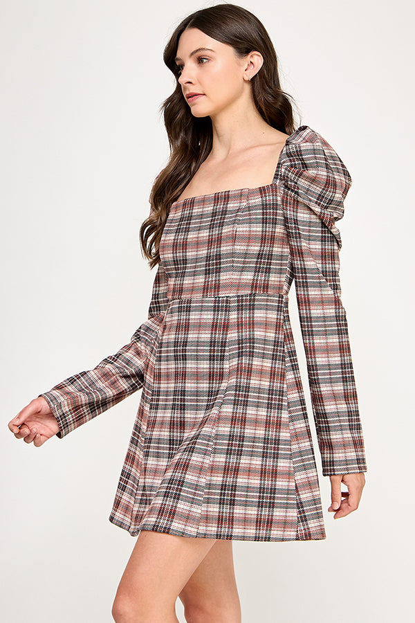 PUFF SLEEVES A-LINE MINI DRESS