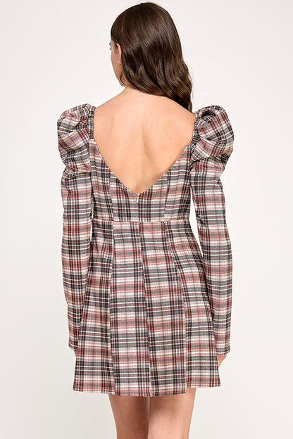 PUFF SLEEVES A-LINE MINI DRESS
