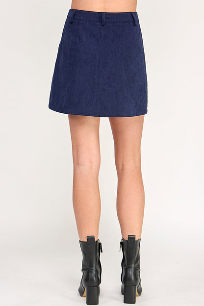 CORDUROY BUTTON FRONT MIDI SKIRT