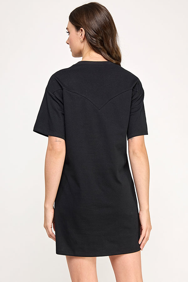 FRINGE T-SHIRT MINI DRESS