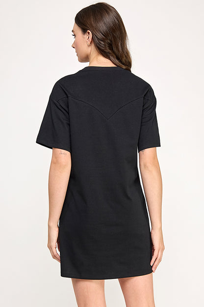 FRINGE T-SHIRT MINI DRESS