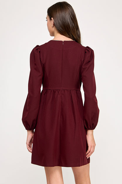 EMBELLISHED BOW MINI DRESS