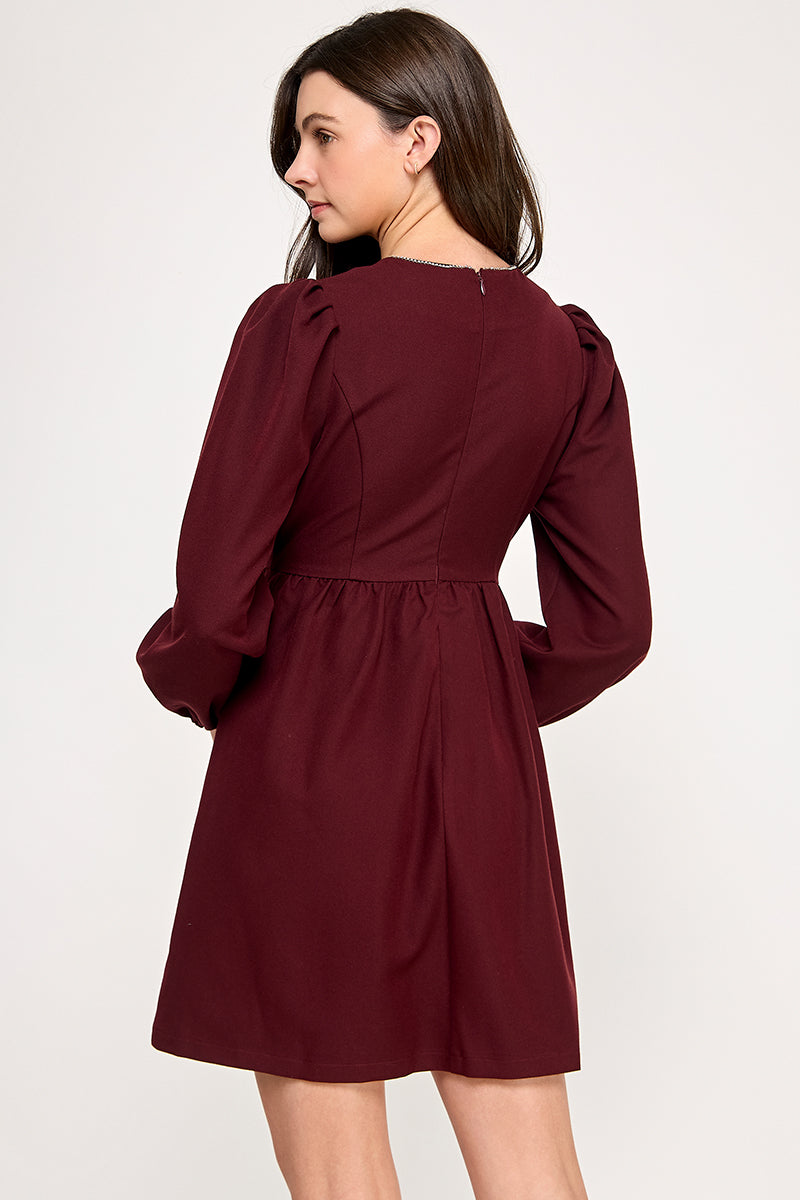 EMBELLISHED BOW MINI DRESS