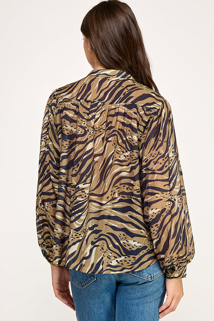 PRINTED BUTTON UP BLOUSE