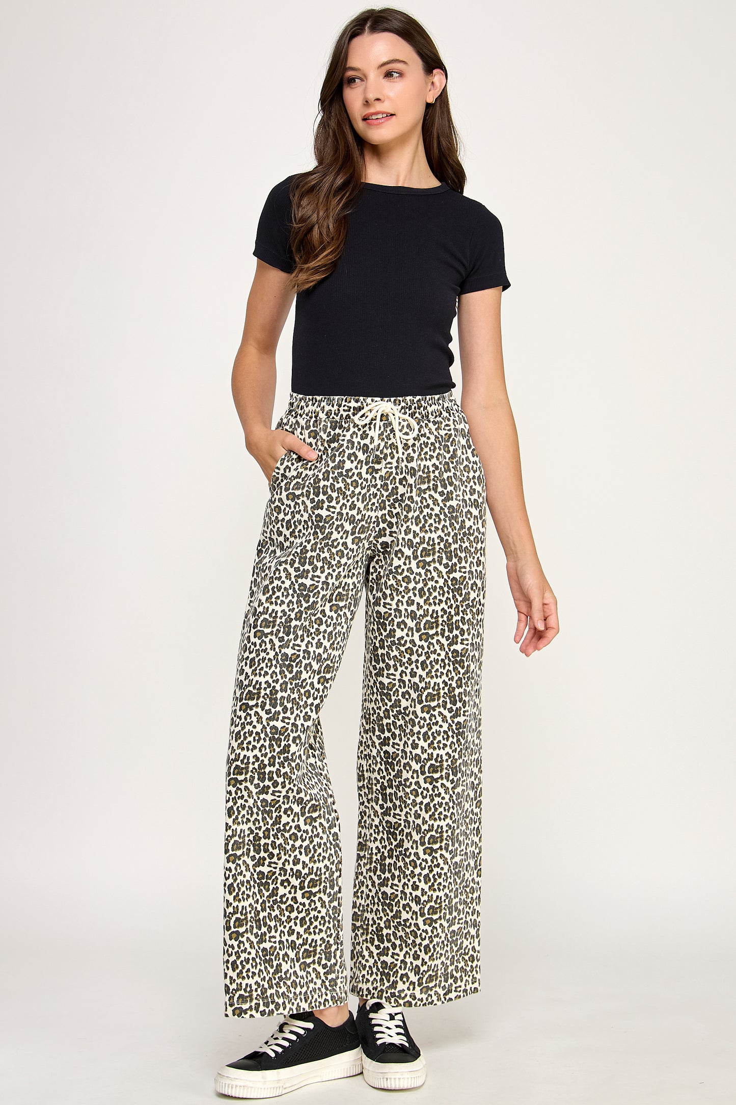 LEOPARD DRAWSTRING PANTS