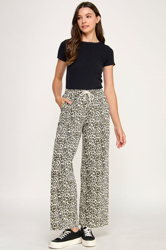LEOPARD DRAWSTRING PANTS