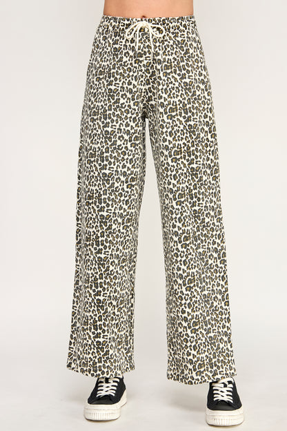 LEOPARD DRAWSTRING PANTS