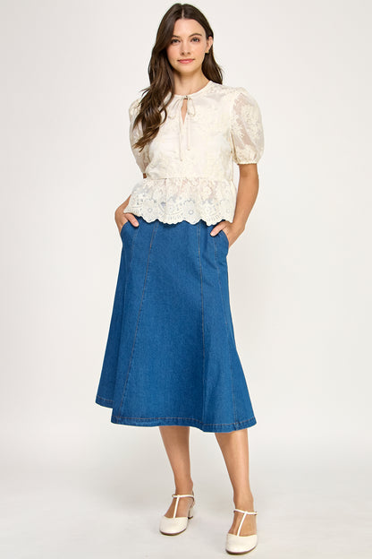 MIDI DENIM SKIRT