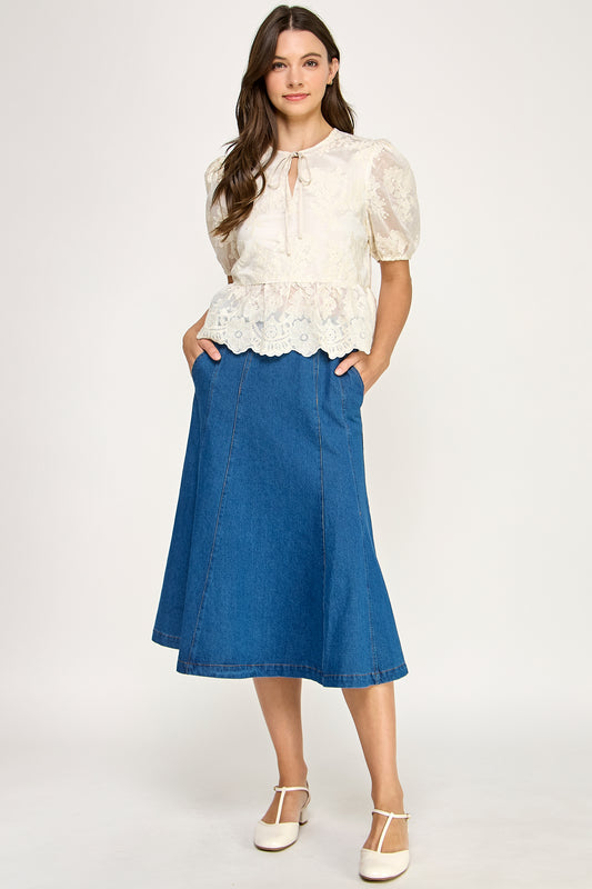 MIDI DENIM SKIRT