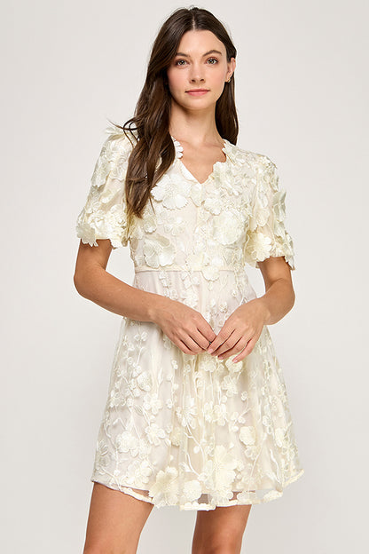 3D FLORAL LACE DRESS