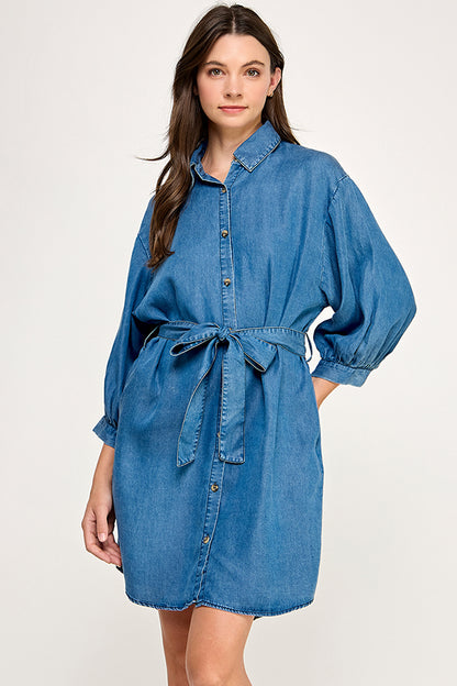 BUTTON DOWN DENIM DRESS