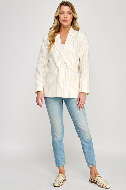 STRIPED LINEN BLAZER
