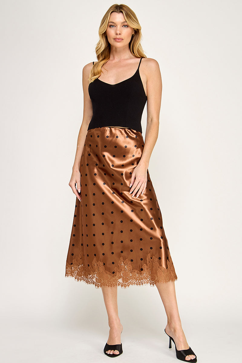 POLKADOT LACE TRIM BIAS SKIRT
