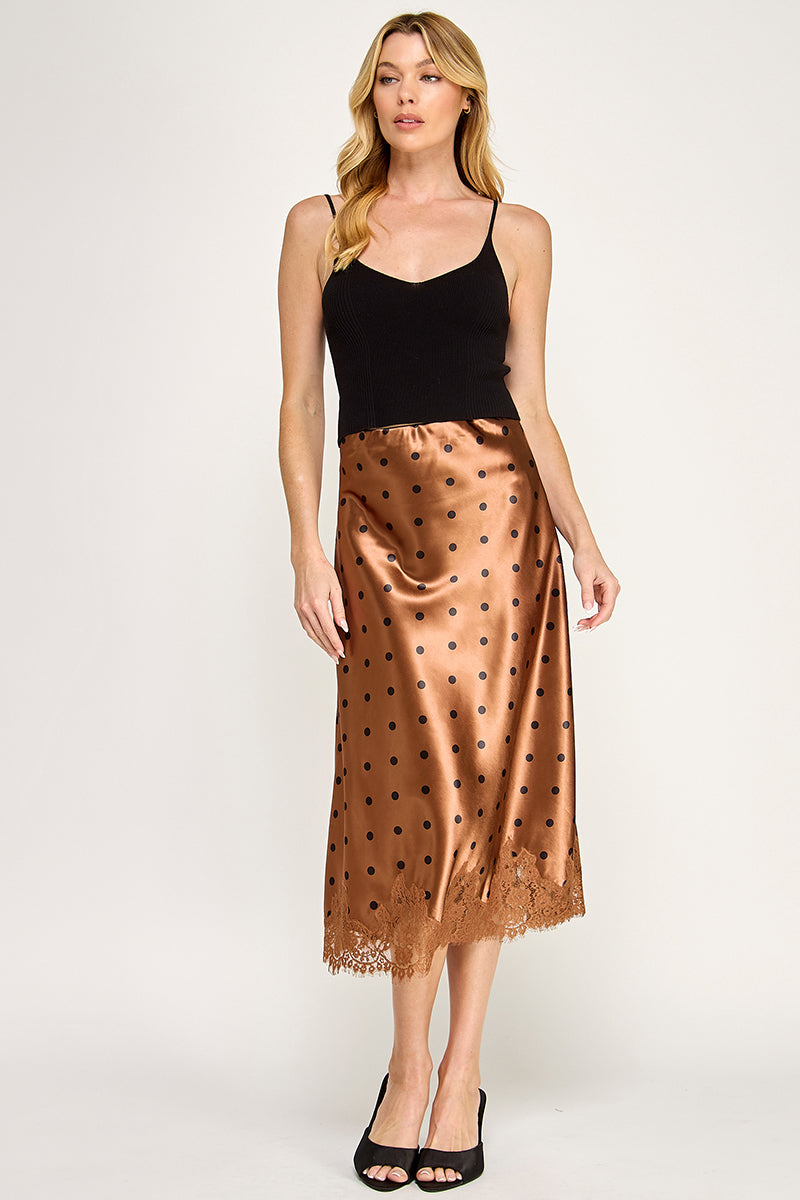 POLKADOT LACE TRIM BIAS SKIRT
