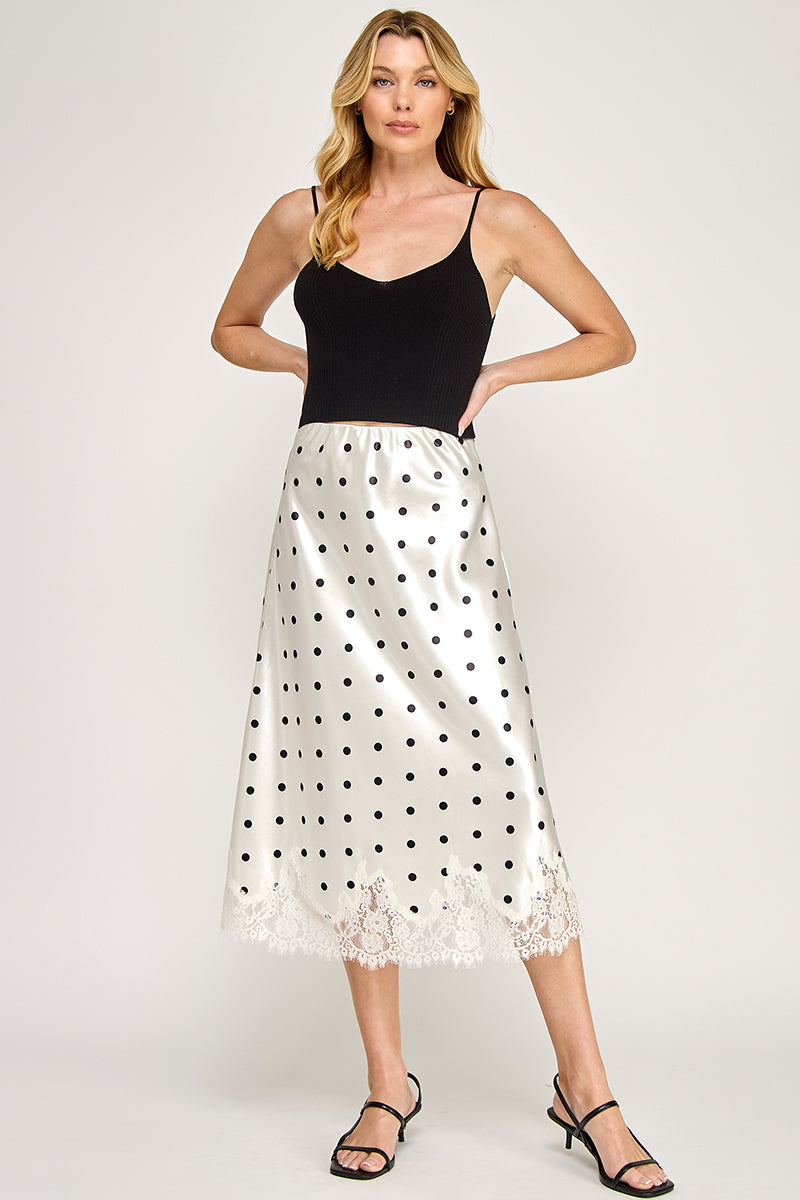POLKADOT LACE TRIM BIAS SKIRT