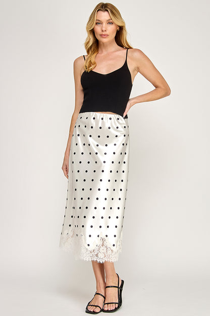 POLKADOT LACE TRIM BIAS SKIRT