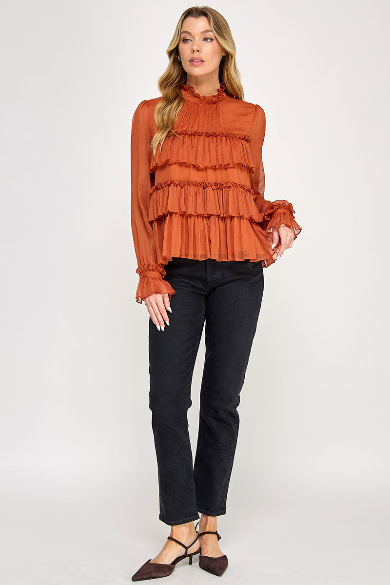 TIRED RUFFLE TOP