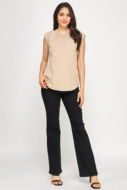 SLEEVELESS COTTON TEE