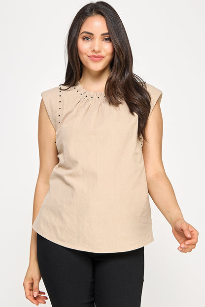 SLEEVELESS COTTON TEE