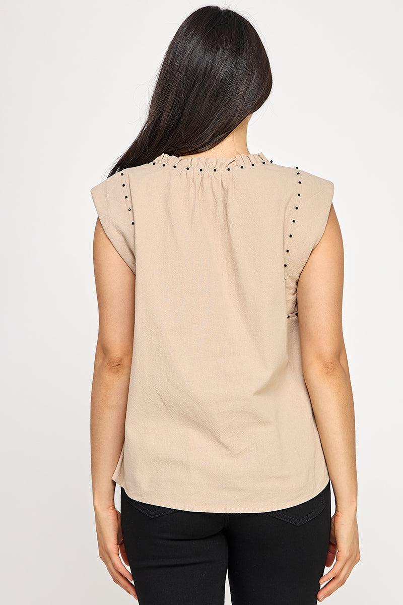 SLEEVELESS COTTON TEE