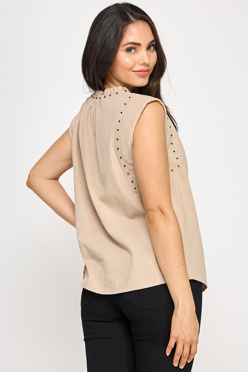 SLEEVELESS COTTON TEE