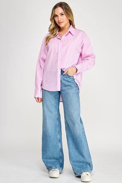 OVERSIZED STRIPE LONG SLEEVE SHIRT