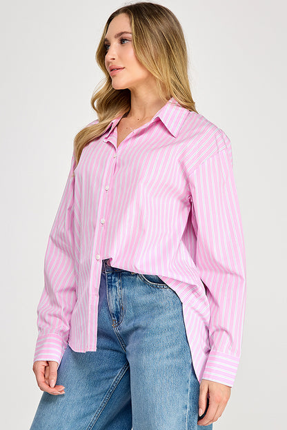 OVERSIZED STRIPE LONG SLEEVE SHIRT