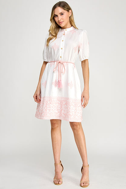 THE EMBROIDERY MINI DRESS WITH POCKETS
