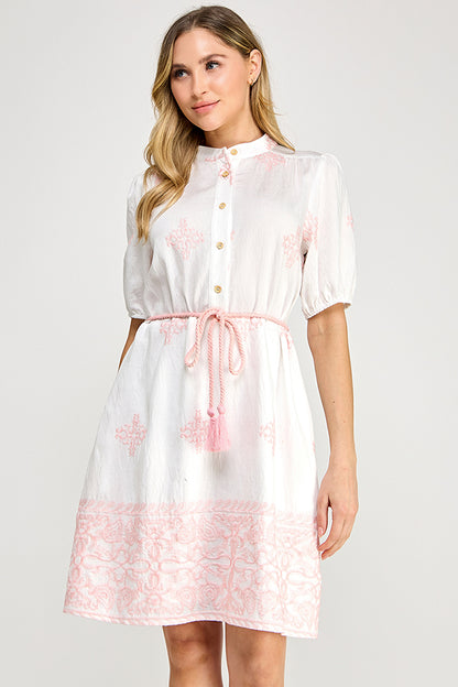 THE EMBROIDERY MINI DRESS WITH POCKETS